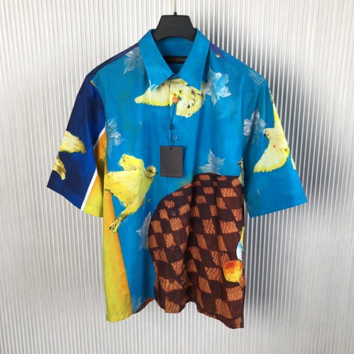 l**is V*t*n printed cotton short-sleeved shirt 1aby2c
