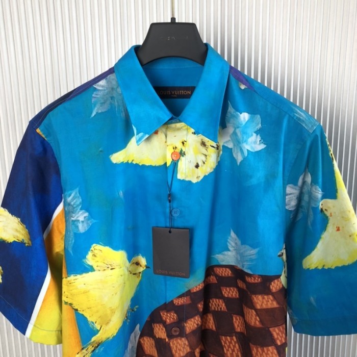 l**is V*t*n printed cotton short-sleeved shirt 1aby2c
