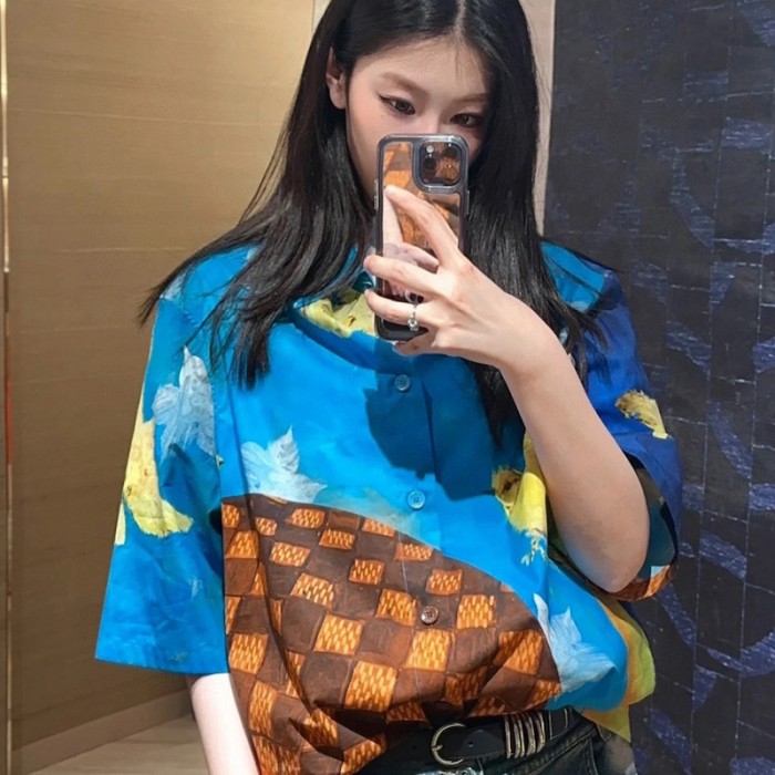 l**is V*t*n printed cotton short-sleeved shirt 1aby2c