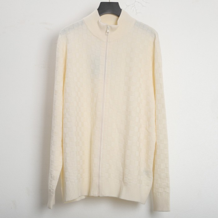 l**is V*t*n damier wool zip-through cardigan 1af520