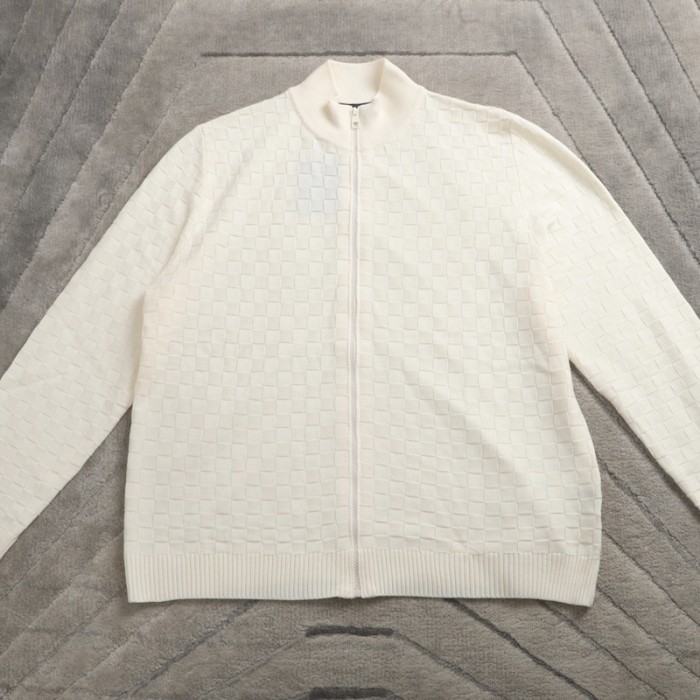 l**is V*t*n damier wool zip-through cardigan 1af520