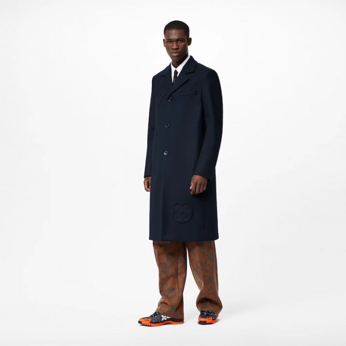 l**is V*t*n classic floral embossed wool coat