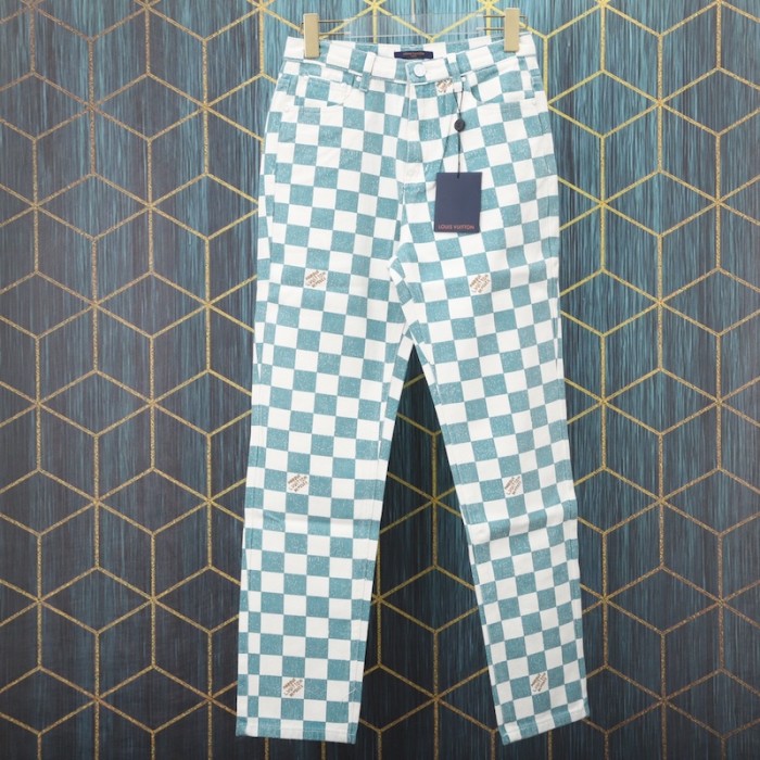 l**is V*t*n damier regular denim trousers 1a9a1m