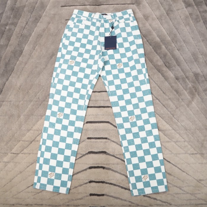 l**is V*t*n damier regular denim trousers 1a9a1m
