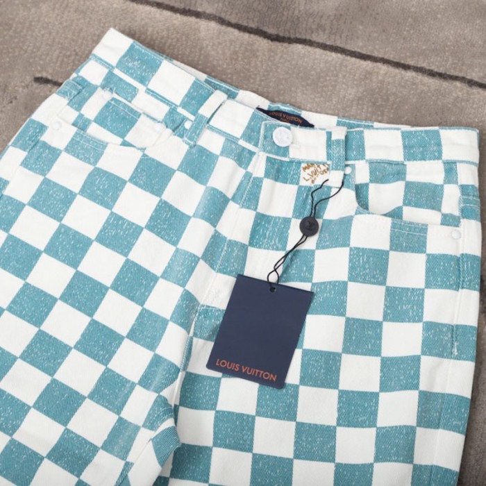 l**is V*t*n damier regular denim trousers 1a9a1m