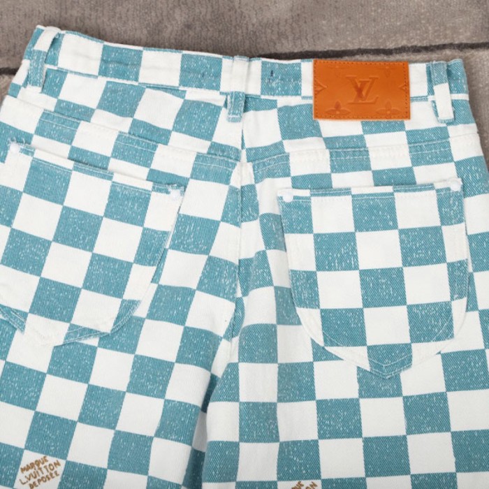 l**is V*t*n damier regular denim trousers 1a9a1m