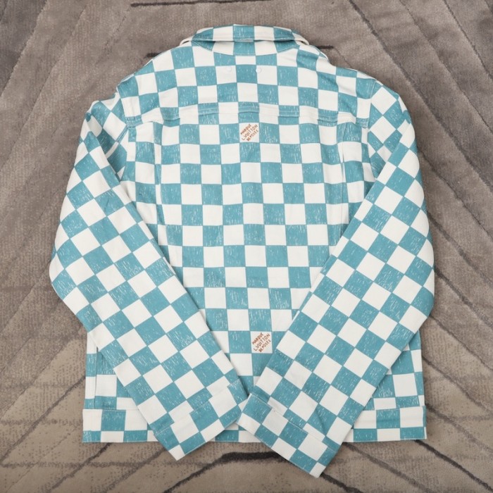 l**is V*t*n damier denim trucker jacket 1a9a1u
