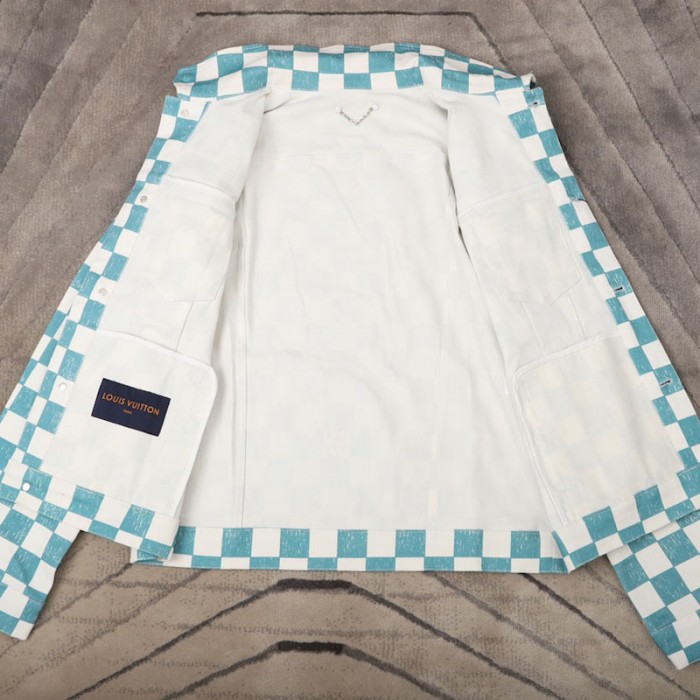l**is V*t*n damier denim trucker jacket 1a9a1u