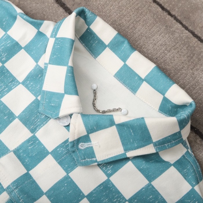 l**is V*t*n damier denim trucker jacket 1a9a1u