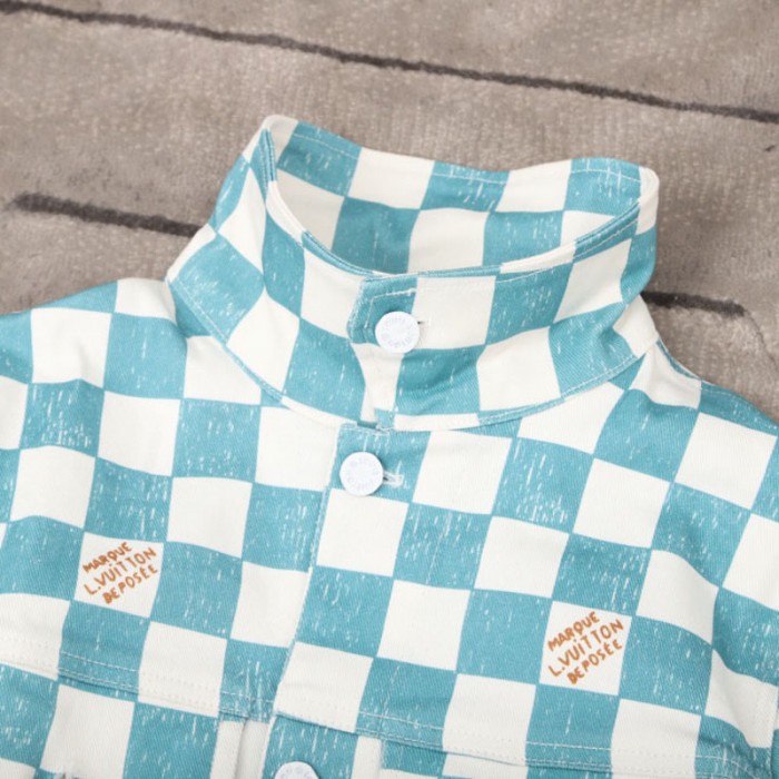 l**is V*t*n damier denim trucker jacket 1a9a1u