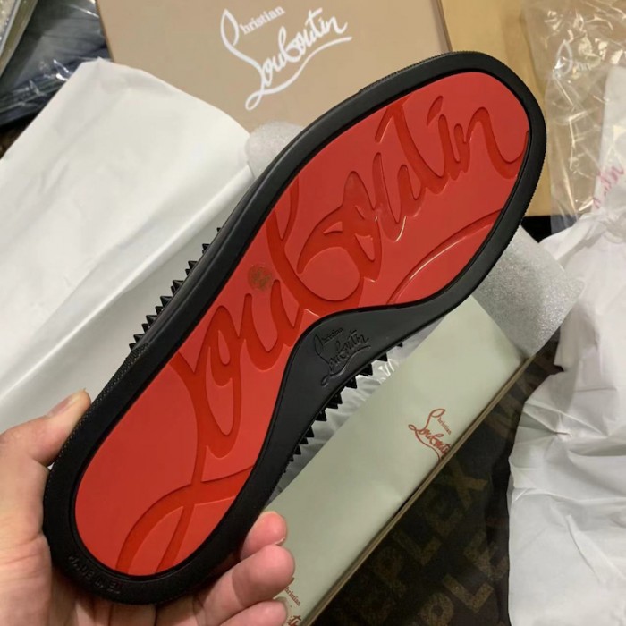 Ch**an louboutin l**is spikes suede leather sneakers black