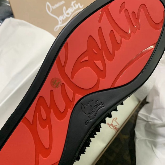 Ch**an louboutin l**is spikes suede leather sneakers black
