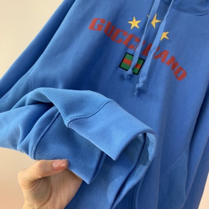 G*u*i band print hooded sweatshirt blue