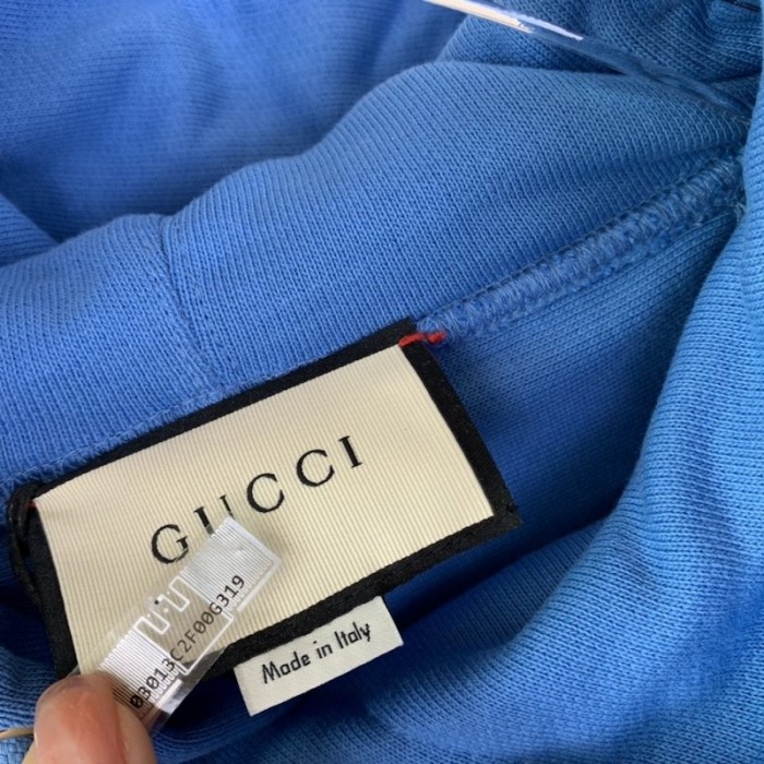 G*u*i band print hooded sweatshirt blue