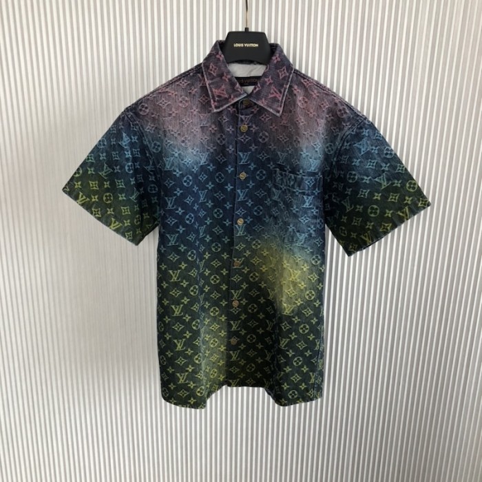 l**is V*t*n monogram gradient denim shirt