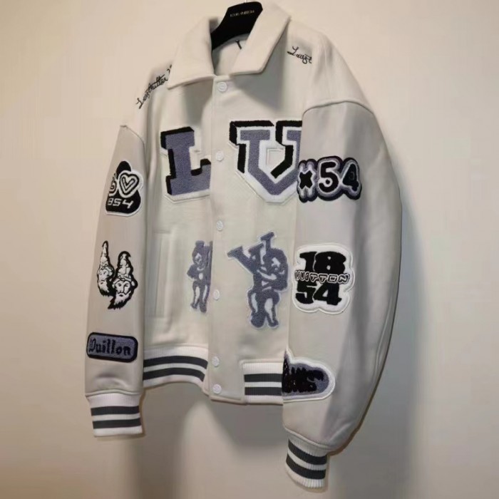 l**is V*t*n multi-patches mixed leather varsity blouson 1aagkf