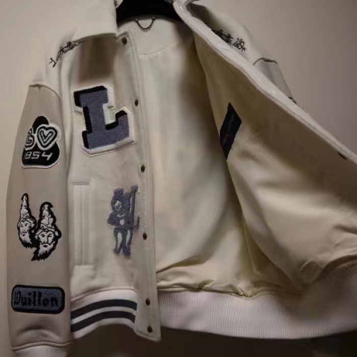 l**is V*t*n multi-patches mixed leather varsity blouson 1aagkf
