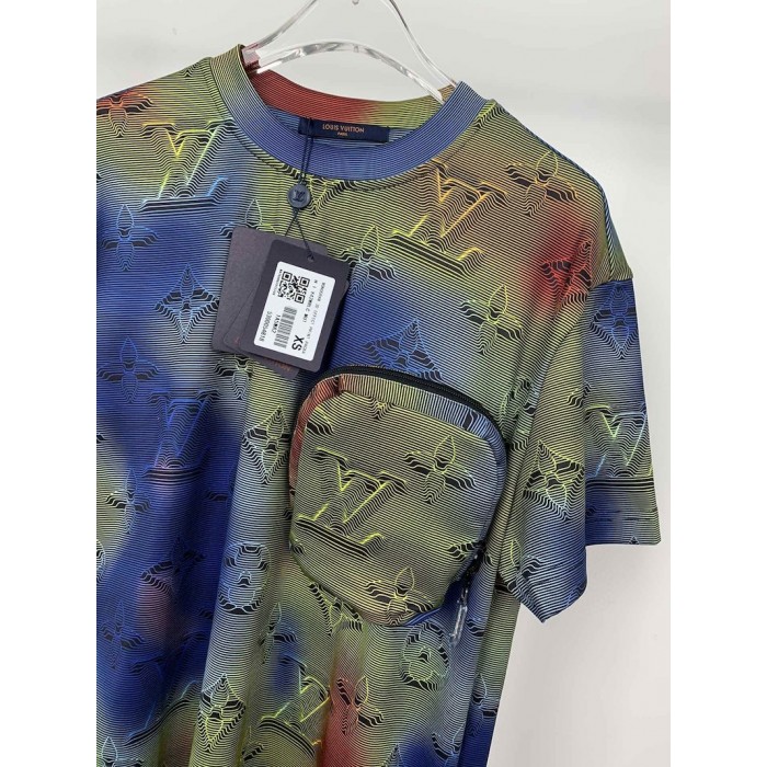 LV Monogram 3D Effect Print Packable T-Shirt Ocean