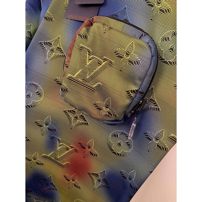 LV Monogram 3D Effect Print Packable T-Shirt Ocean