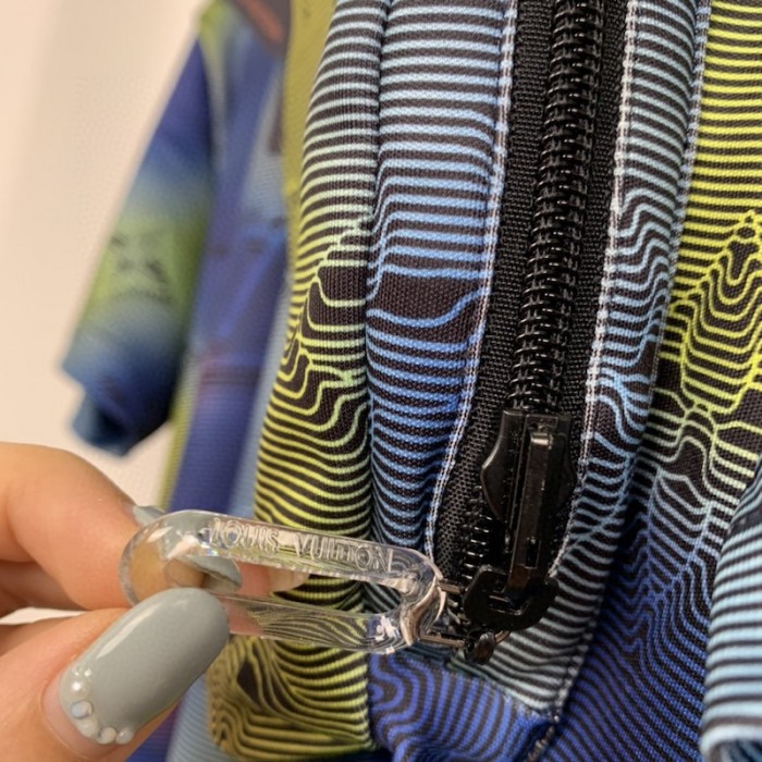 LV Monogram 3D Effect Print Packable T-Shirt Ocean