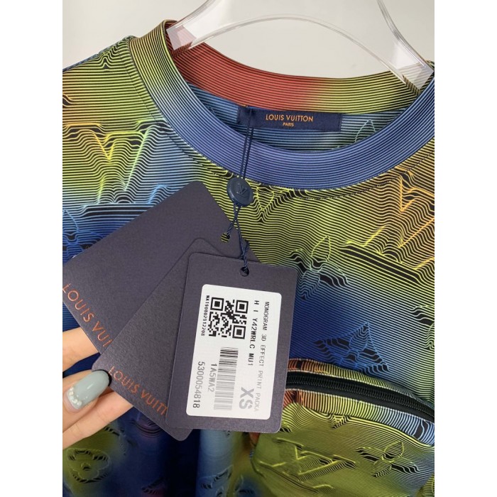 LV Monogram 3D Effect Print Packable T-Shirt Ocean