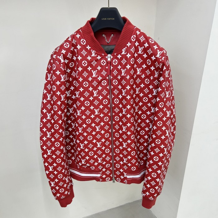 l**is V*t*n x sup*e leather monogram bomber jacket