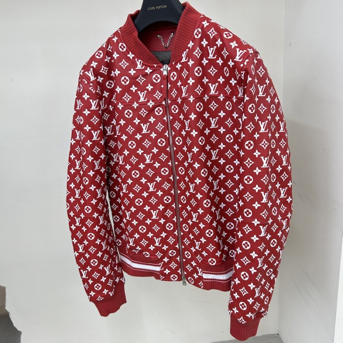 l**is V*t*n x sup*e leather monogram bomber jacket