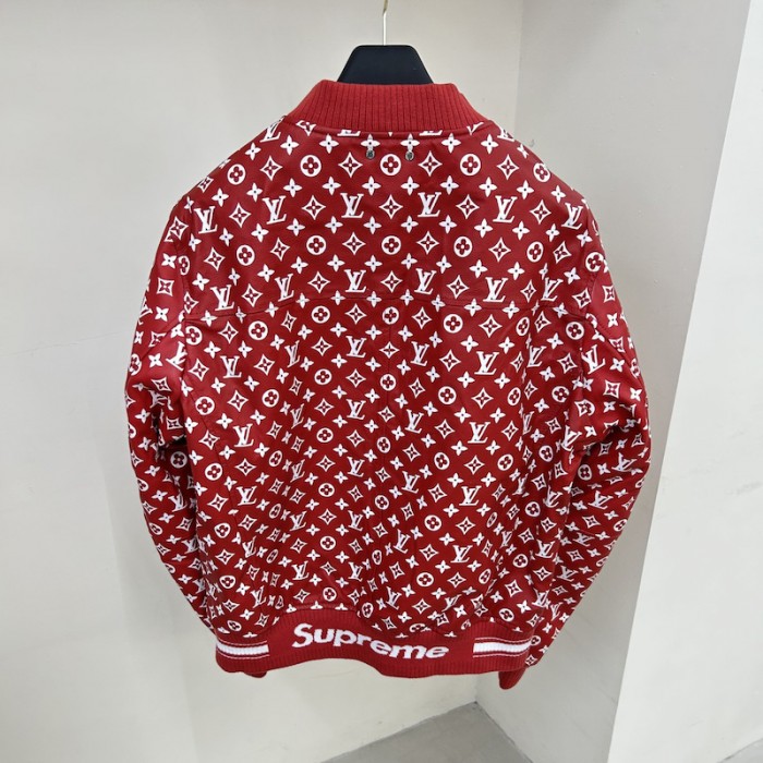 l**is V*t*n x sup*e leather monogram bomber jacket