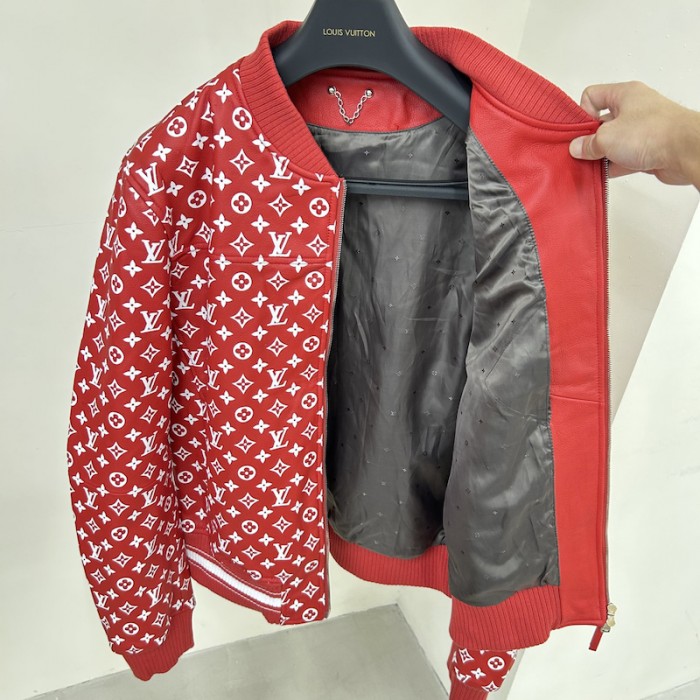 l**is V*t*n x sup*e leather monogram bomber jacket