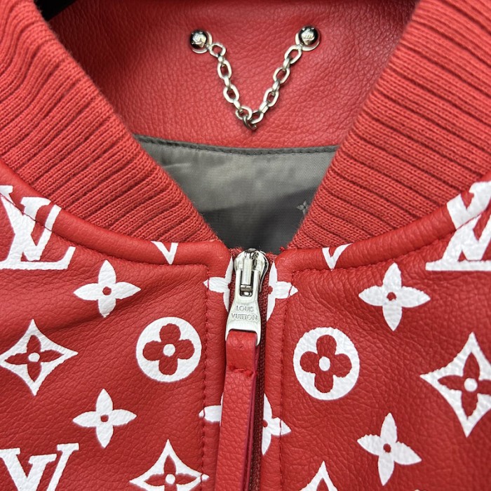 l**is V*t*n x sup*e leather monogram bomber jacket
