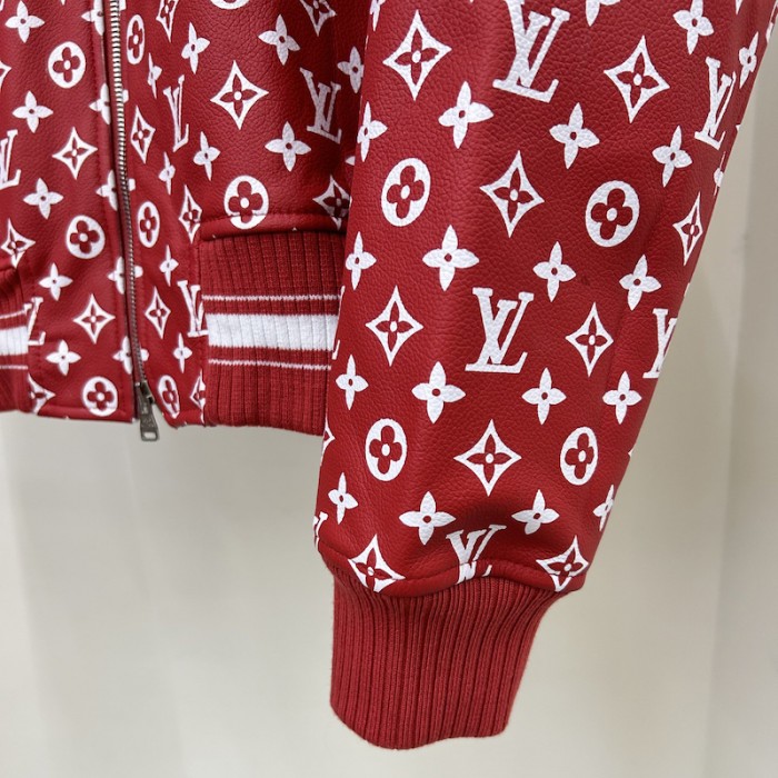 l**is V*t*n x sup*e leather monogram bomber jacket