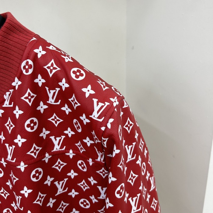 l**is V*t*n x sup*e leather monogram bomber jacket