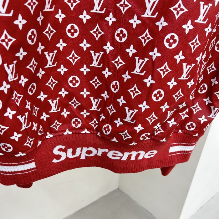 l**is V*t*n x sup*e leather monogram bomber jacket