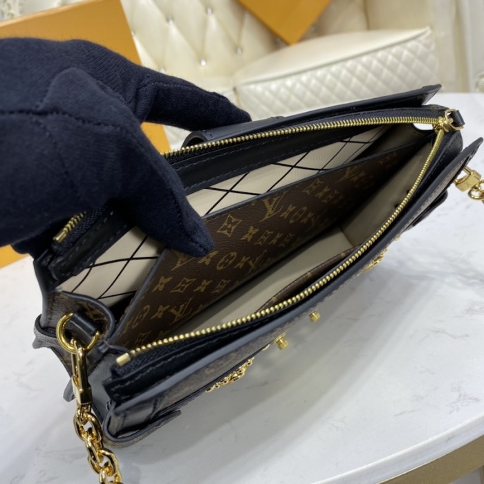 l**is V*t*n monogram reverse canvas trunk clutch lv m43596
