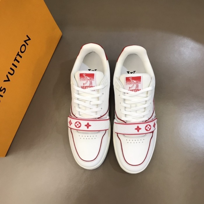 LV Monogram Flowers Trainer Sneaker Red