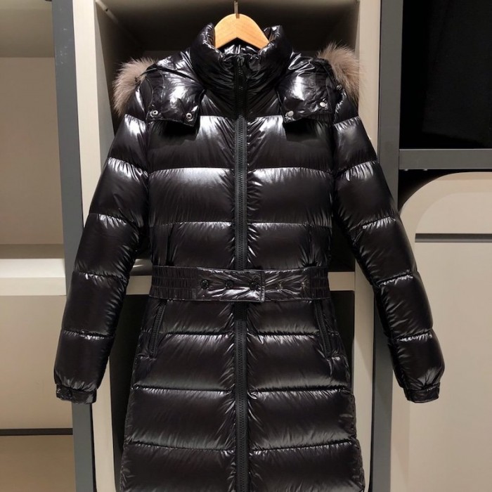 Mon Hudson Nylon laqué long coat Black
