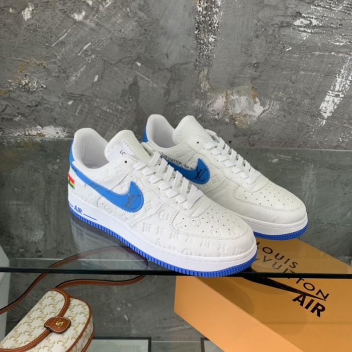 l**is V*t*n x nike air force 1s in white / blue