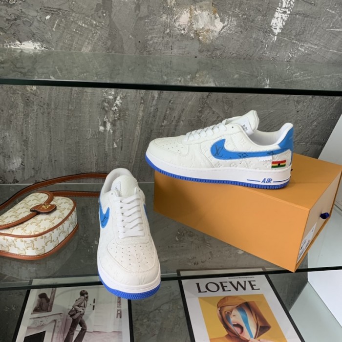 l**is V*t*n x nike air force 1s in white / blue