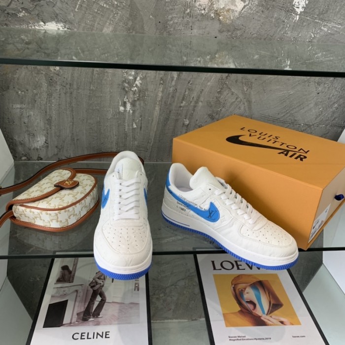 l**is V*t*n x nike air force 1s in white / blue