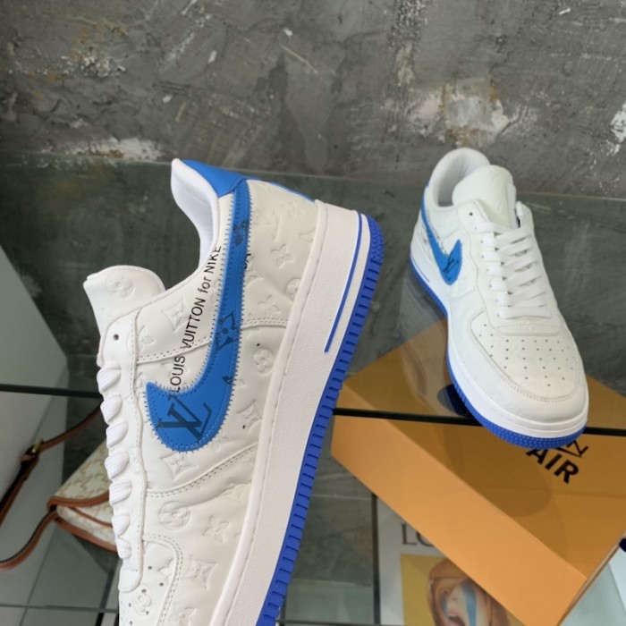 l**is V*t*n x nike air force 1s in white / blue