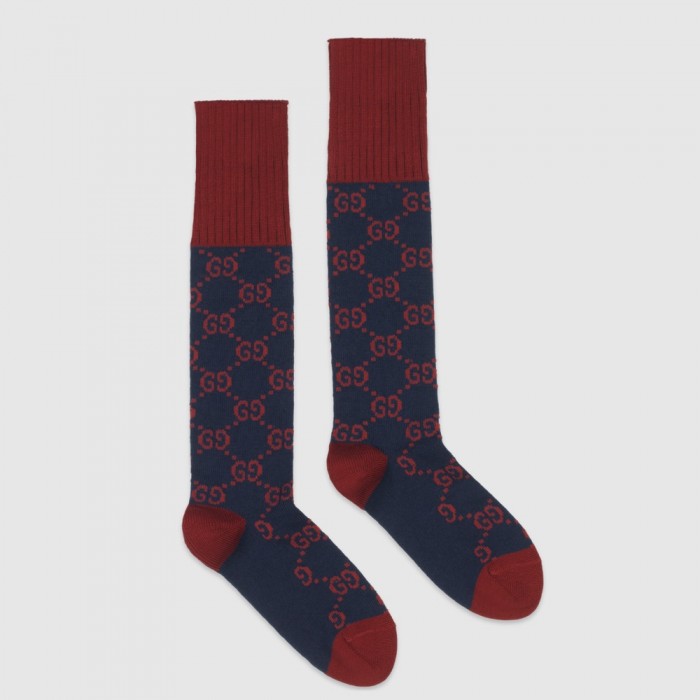 G*u*i gg pattern cotton blend socks navy