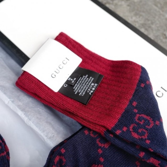 G*u*i gg pattern cotton blend socks navy
