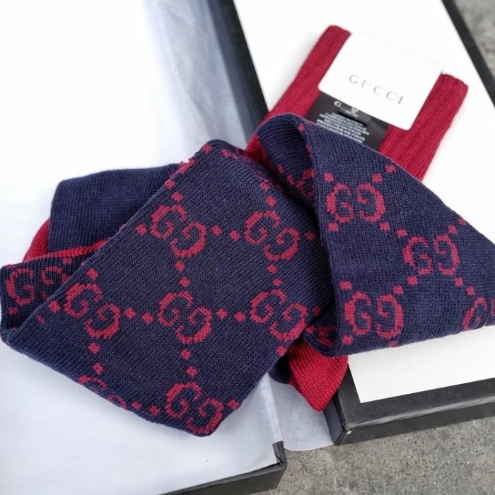 G*u*i gg pattern cotton blend socks navy