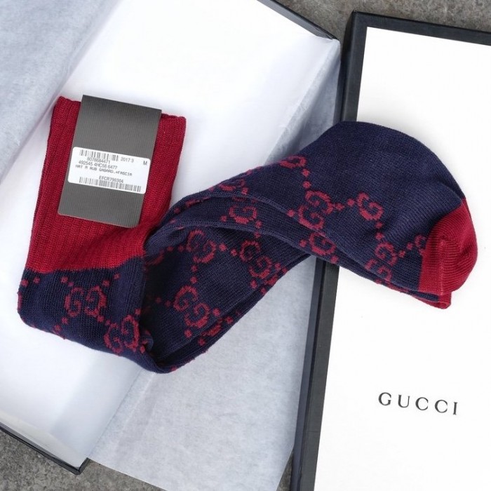 G*u*i gg pattern cotton blend socks navy