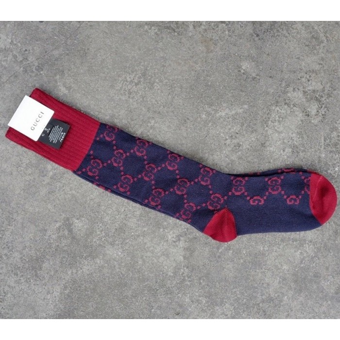 G*u*i gg pattern cotton blend socks navy