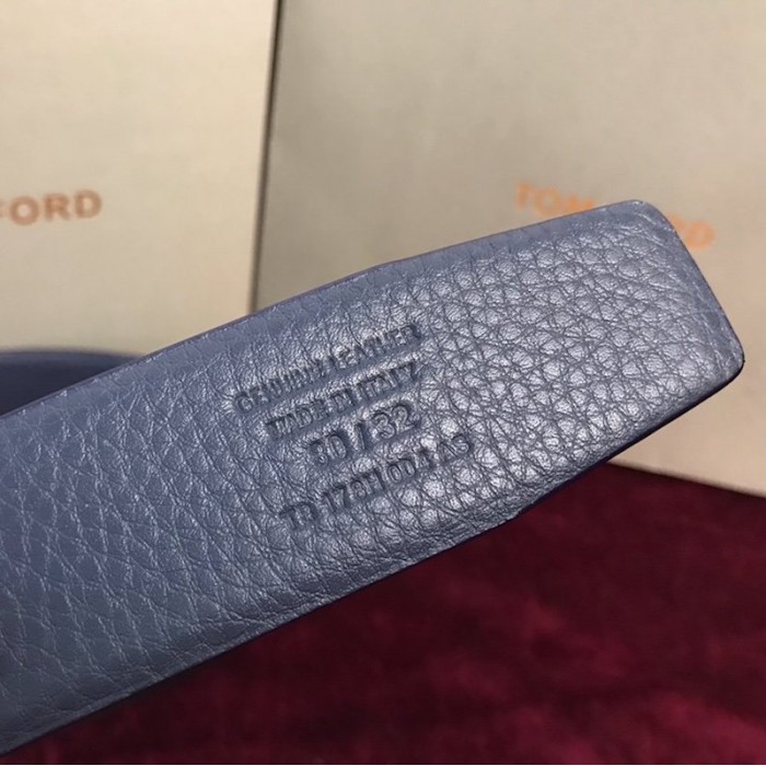 Tom Ford Reversible T Buckle Leather Belt Blue