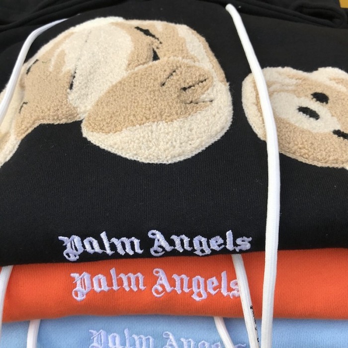 Palm Angels Bear Hoodies Blue