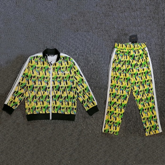 Palm Angels Burning Flames Track Jacket & Pants Tracksuit Green