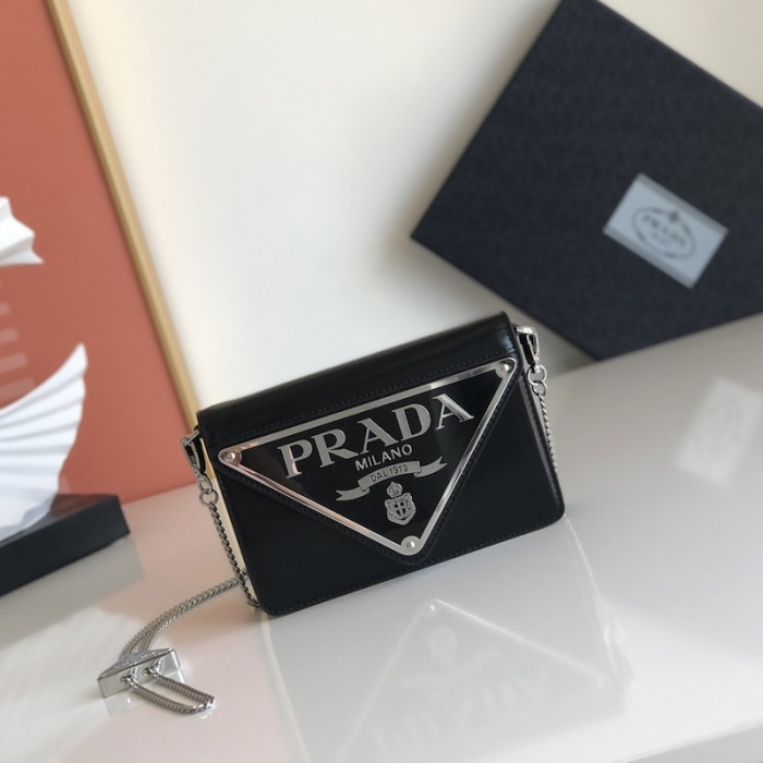 Pra*a brushed leather shoulder bag black