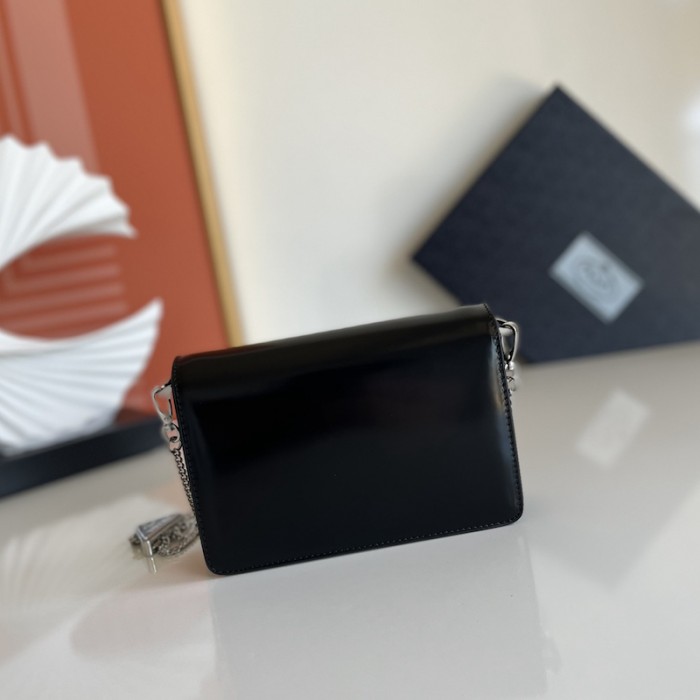 Pra*a brushed leather shoulder bag black